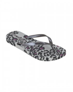 Ipanema Animal Print Flip Flops Dam Grå Silver | MAGJTR612