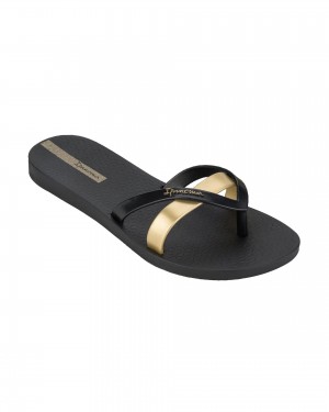 Ipanema Kirei Flip Flops Dam Svarta Guld | IRXUON790