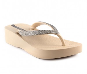 Ipanema Mesh Flip Flops Dam Beige Silver | LBVCWR369