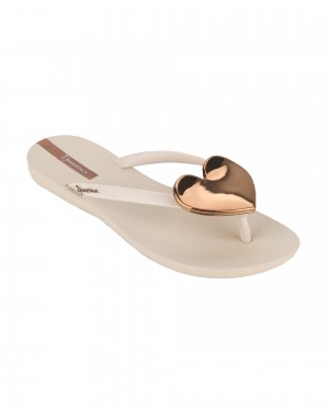 Ipanema Wave Heart Flip Flops Dam Beige Bruna | NXVWLS753