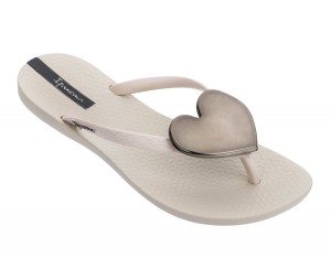 Ipanema Wave Heart Flip Flops Dam Beige Svarta | AZURWB752
