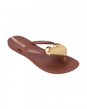 Ipanema Wave Heart Flip Flops Dam Bruna Bruna Guld | HORATI594