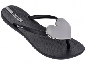 Ipanema Wave Heart Flip Flops Dam Svarta | EYOFXP415
